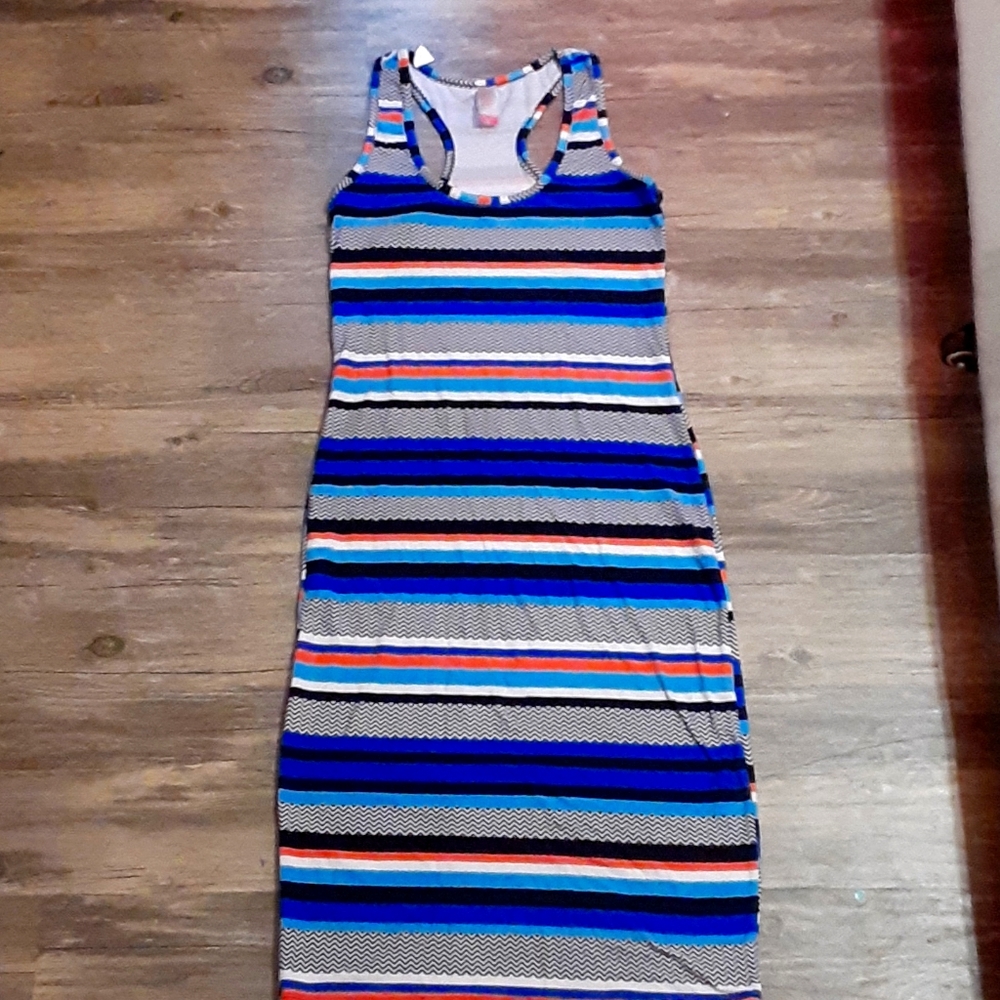 (SOLD) Striped Multi Colored Banana strap dress